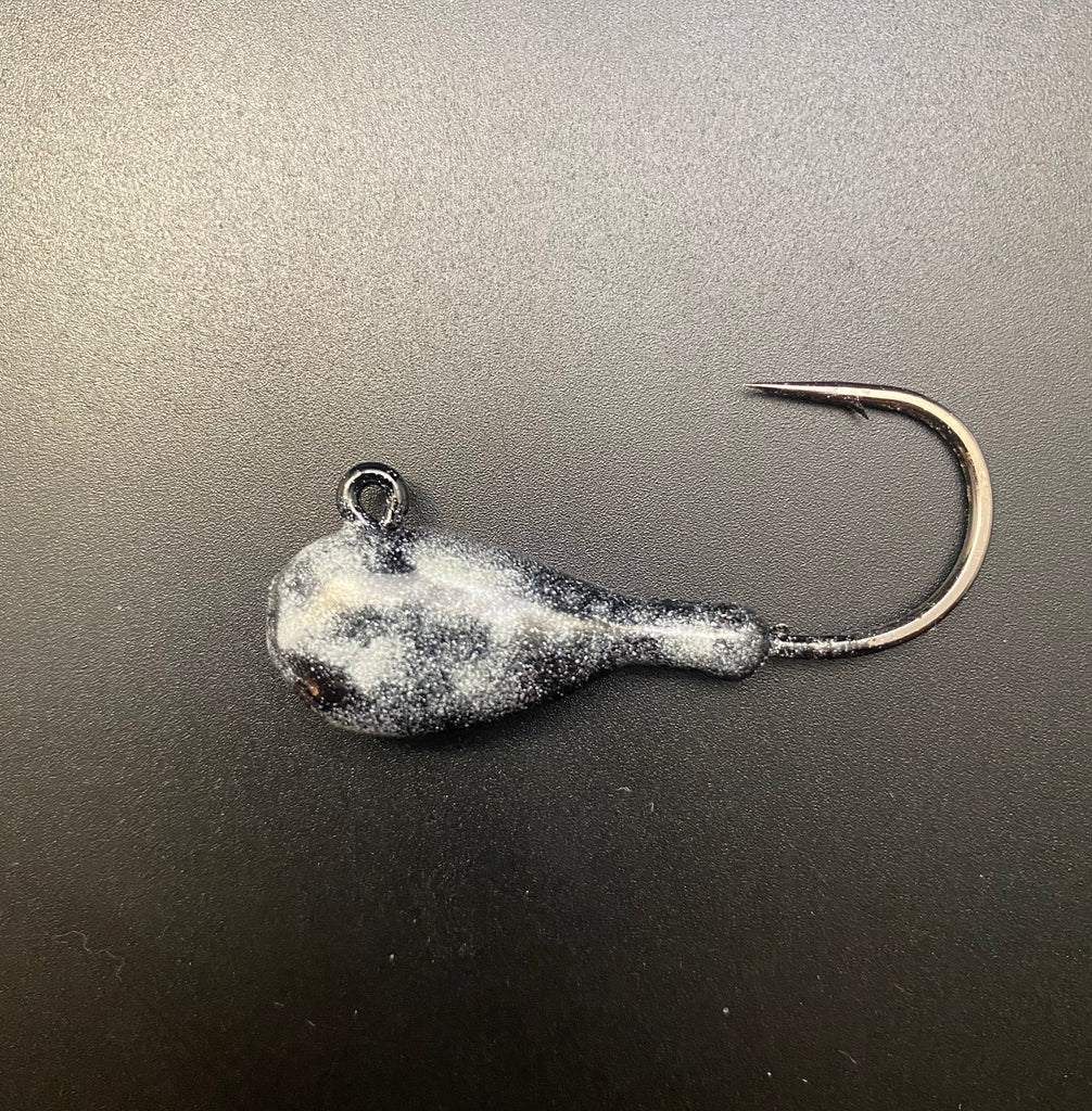 Flat head jig - black/white glow