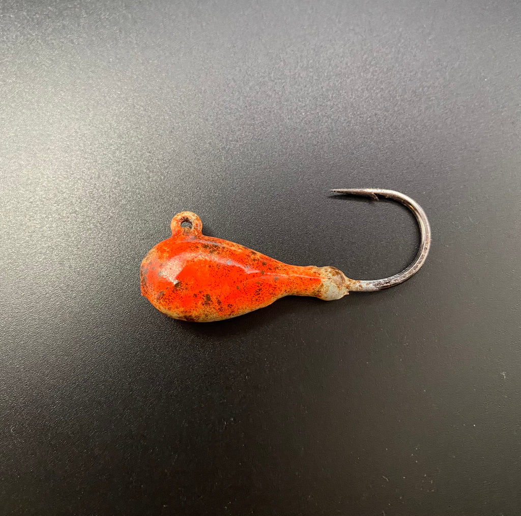 Flat head jig - white glow/orange/brown