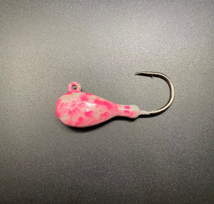 Flat head jig - white glow/pink glow
