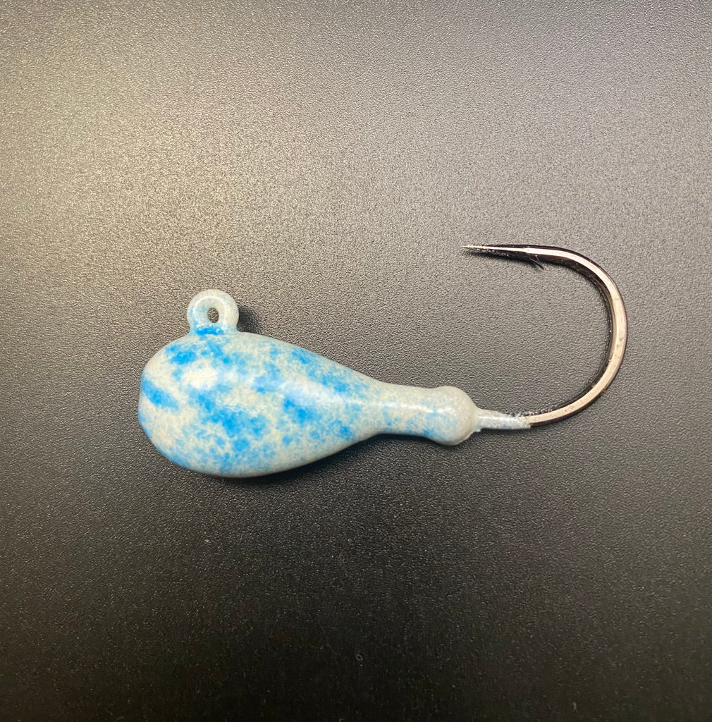 Flat head jig - white glow/blue glow